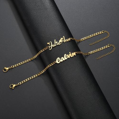 Hot Selling Stainless Steel Jewelry 3 Name Personalized Handchain Bracelet For Unisex Customized Name Letter Chain Bracelet