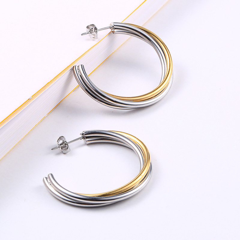Hot Selling Trend Stainless Steel Huggie Earrings Gold Silver Classic For Lady Gift