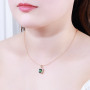Luxury Design Gold Plated Emerald Necklace Women Jewelry Square Cubic Zircon Necklace