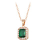 Luxury Design Gold Plated Emerald Necklace Women Jewelry Square Cubic Zircon Necklace