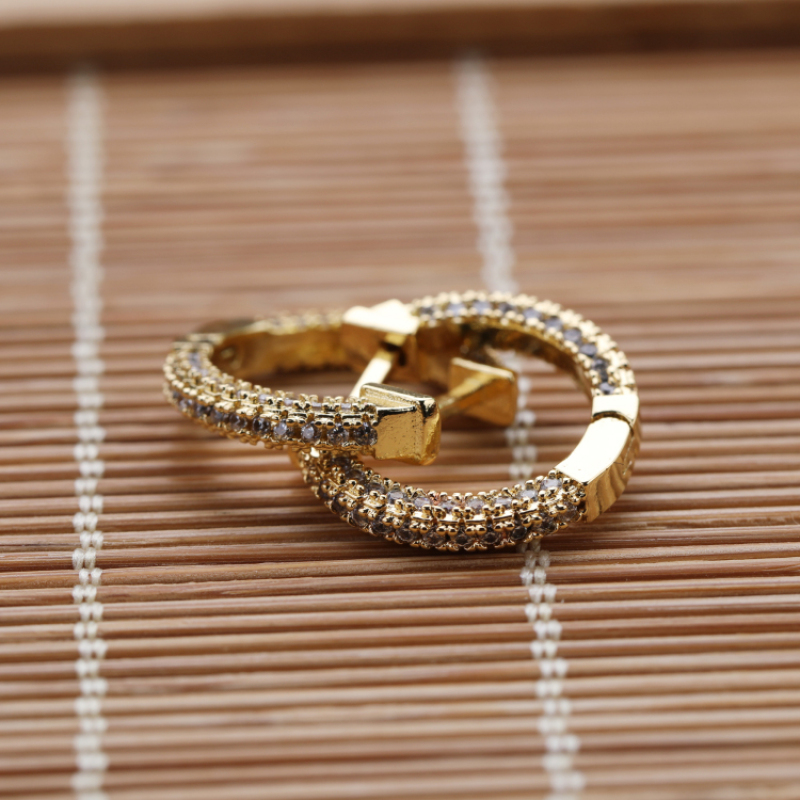 New 2021 Trendy Micro Insert Zirconia Gold Brass Design Charm Jewelry Circle Hoop Earrings for Women and Girl