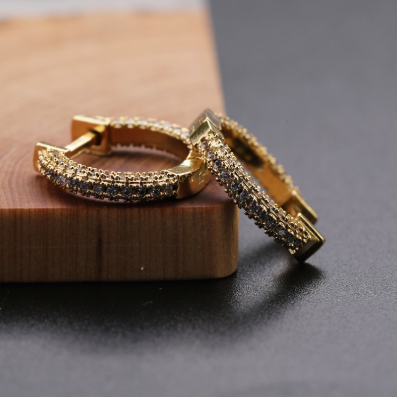 New 2021 Trendy Micro Insert Zirconia Gold Brass Design Charm Jewelry Circle Hoop Earrings for Women and Girl