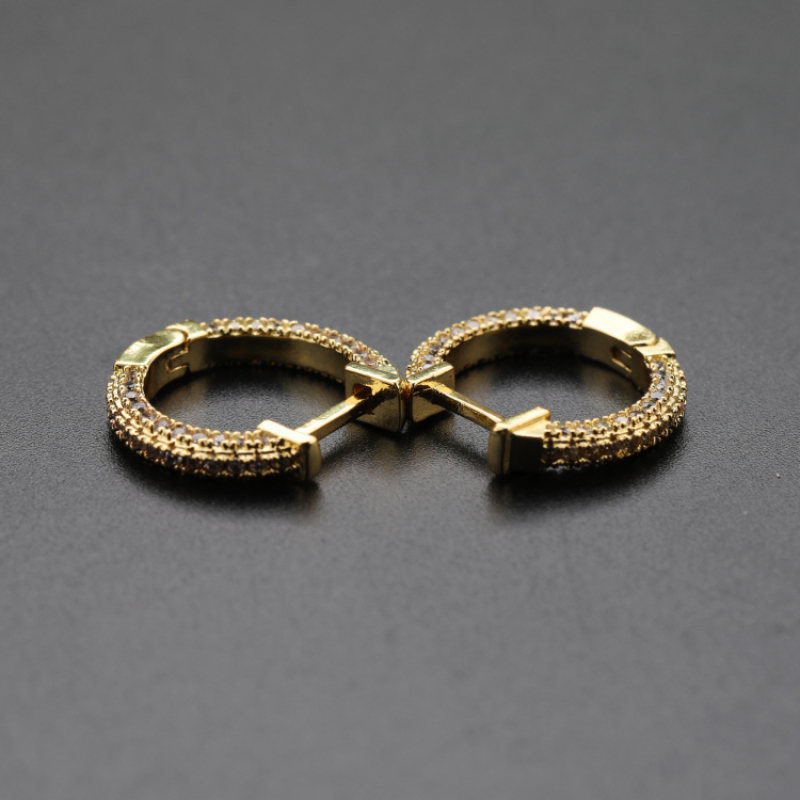 New 2021 Trendy Micro Insert Zirconia Gold Brass Design Charm Jewelry Circle Hoop Earrings for Women and Girl