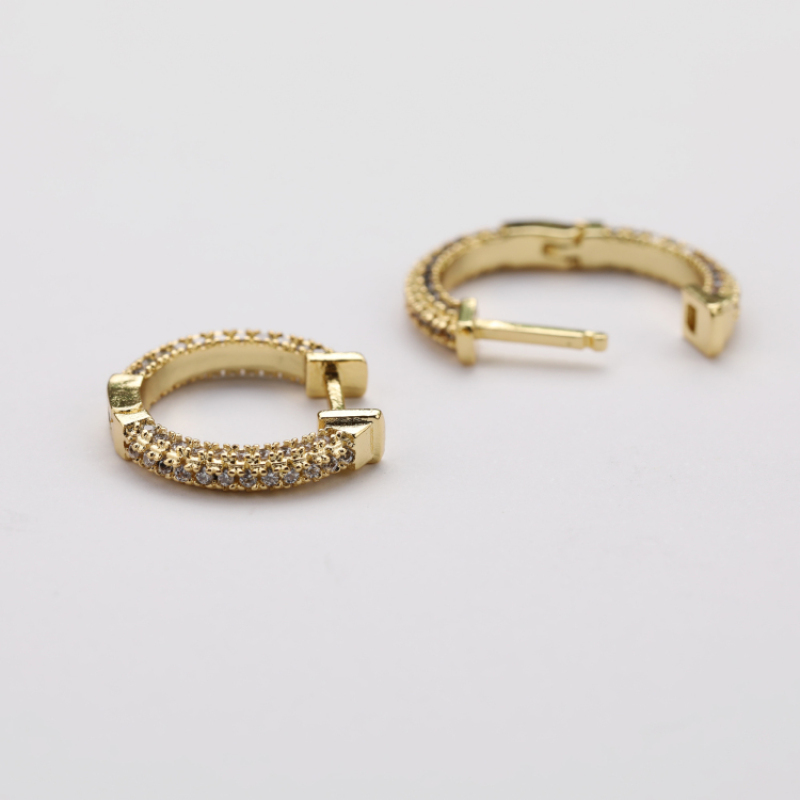 New 2021 Trendy Micro Insert Zirconia Gold Brass Design Charm Jewelry Circle Hoop Earrings for Women and Girl