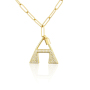 Fashion 18K Gold Plated Initial Letter Climbing Button Carabiner Pendant Necklace