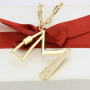Fashion 18K Gold Plated Initial Letter Climbing Button Carabiner Pendant Necklace