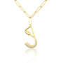 Fashion 18K Gold Plated Initial Letter Climbing Button Carabiner Pendant Necklace
