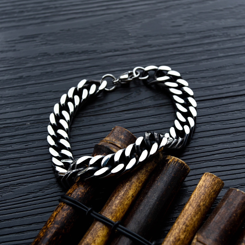 Popular Men Cuban Chain Fashion 316L Stainless Steel Bracelet Accessories Custom Jewelry Bangle Wristband Factory Wholesale MOJO