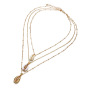 Summer Bohemian Style Women Multilayer Alloy and Natural Sea Shell Pendant Necklace