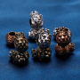 Powerful Antique Gold Copper Plated Women and Men Bracelet Making Brass Lion King Crown Beads Charm with Hole