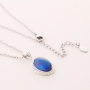 Top Selling Womens Gift Stainless Steel Chain Rhodium Plated Pendant Mood Stone Necklace