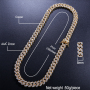 High Quality Handmade Gold and Silver Plated Copper Cuban Link Chain Necklace Cool Men BIG Miami Chain Necklace Bracelet