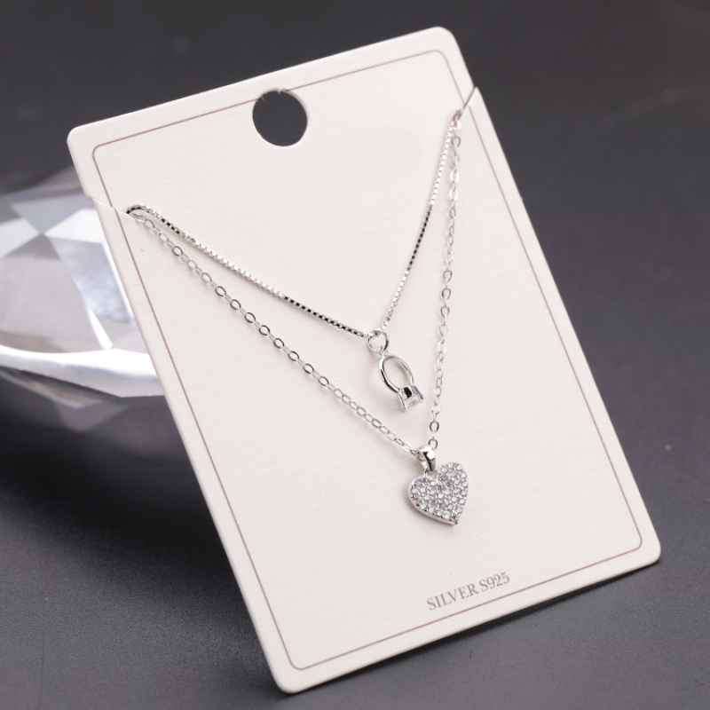 S925 Sterling Silver Multilayer Heart Pendant Necklace Small Diamand Ring Charm Necklace 2021