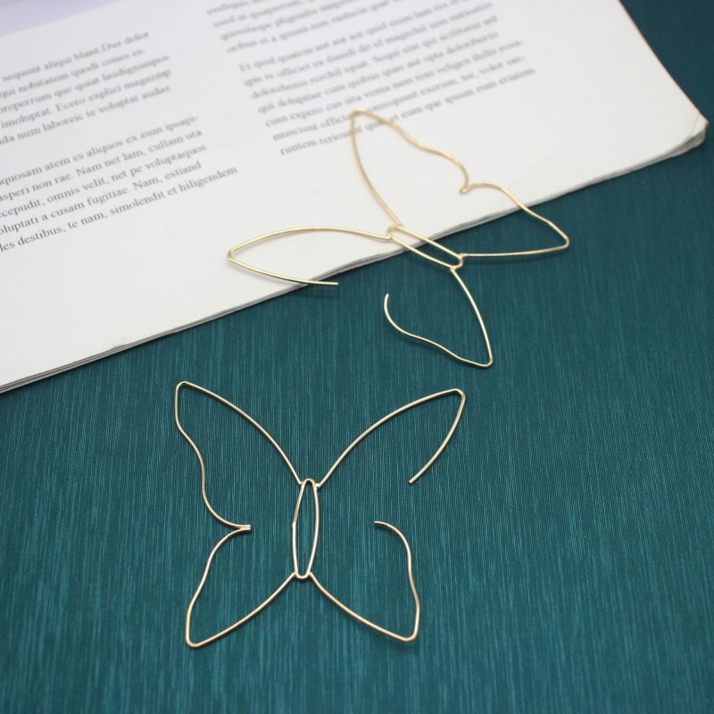 Fashion Gold Plated Brass Simple Personalized Insect Exaggerated Over Sized Butterfly Earrings for Women