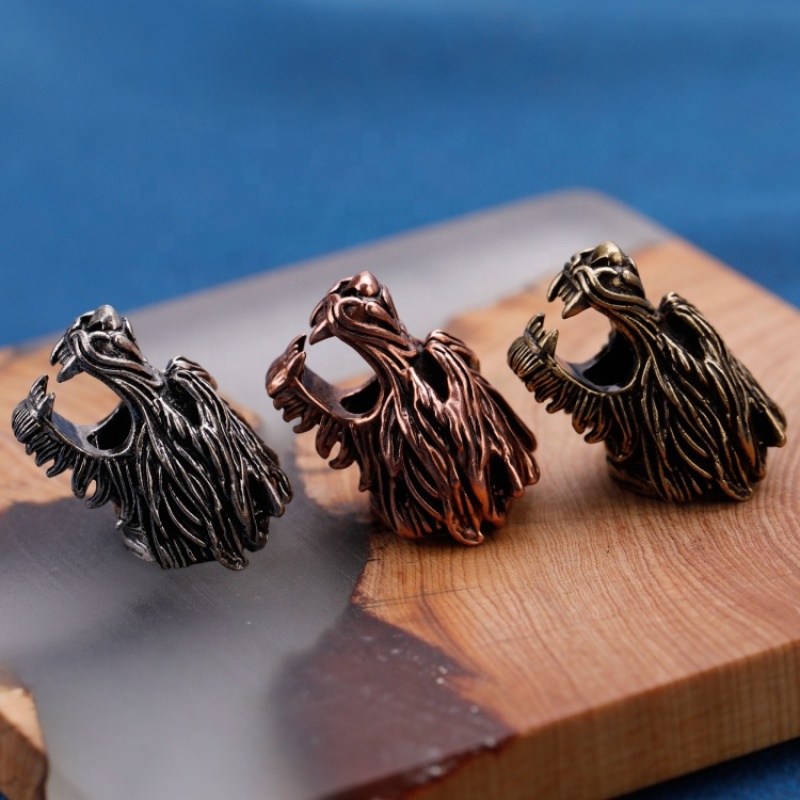 Wholesale Women Fashion Accessory Antique Silver Brass Copper Zircon DIY Dragon Head Beads for Jewelry Bracelet Necklace Making