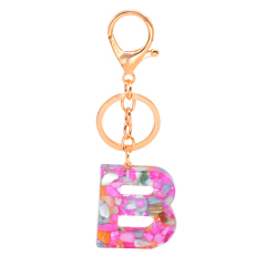 Young Ladies Gold Plated Chain Resin 26 English Letter Alphabet  Keychain for Bag Decoration
