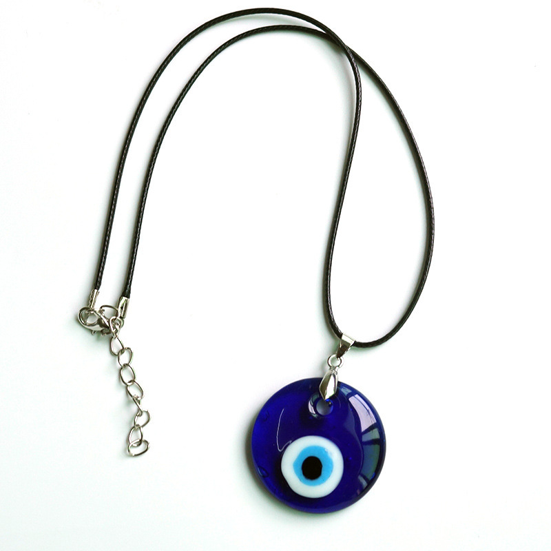 Fashion minimalist style devil's eye pendant jewelry Turkish blue evil eyes stainless steel chain necklace