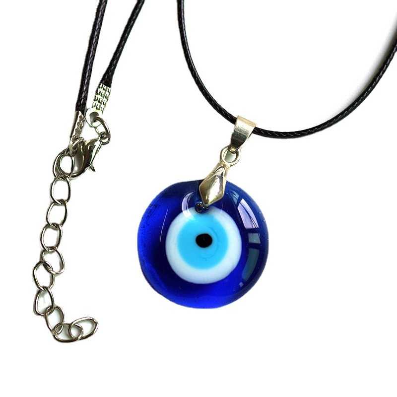 Fashion minimalist style devil's eye pendant jewelry Turkish blue evil eyes stainless steel chain necklace