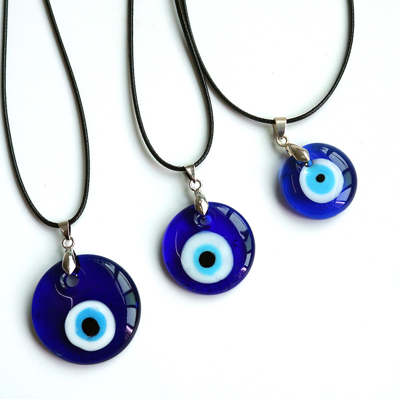 Fashion minimalist style devil's eye pendant jewelry Turkish blue evil eyes stainless steel chain necklace