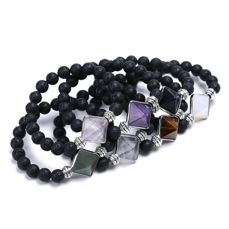 Fashion Beaded Bracelets 7 Colors Faceted Stone Lava Stone Bead Bracelet For Men Women Unisex Hot Selling Wholesale Custom