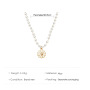 2021 New Fashion Simple Temperament Small Fresh Alloy Chrysanthemum Pendant Pearl Necklace
