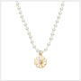 2021 New Fashion Simple Temperament Small Fresh Alloy Chrysanthemum Pendant Pearl Necklace