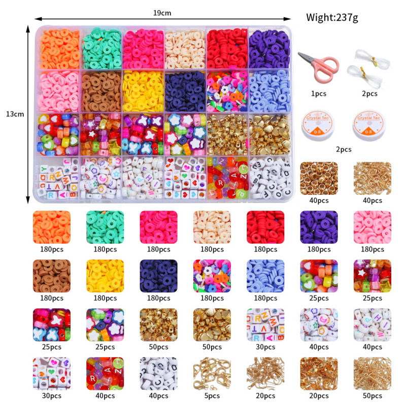 2755PCS Flat Acrylic Letter Jewelry DIY Bracelet Necklace Earring Kits Ceramic Polymer Clay Beads Sets for Jewelry Making