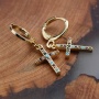 New Arrival High Quality Fashion Gold Plated Zircon Jewelry Cross Earrings Leverback Crucifix Hoop Drop Earing Pendant For Women