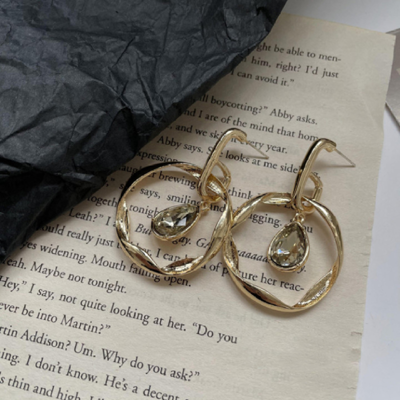 New Arrival Multi Layered Geometric Round Metal Personality Exaggerated  Hip Hop Hollowed Fashion Pendant Earrings