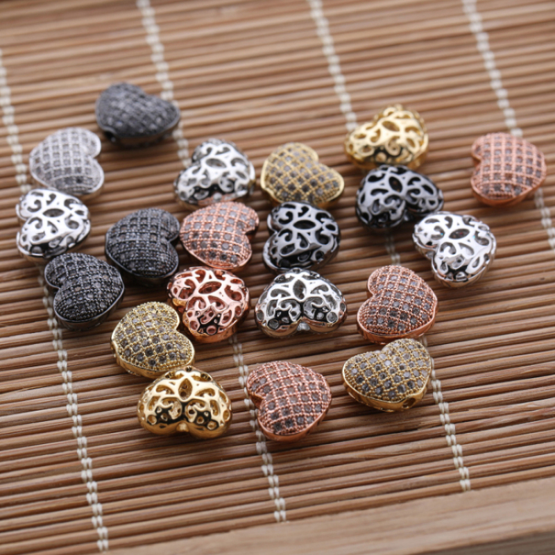 DIY Jewelry Accessories 4 Colors Plated Flat Design Micro Insert Copper Beads for Bracelet Making