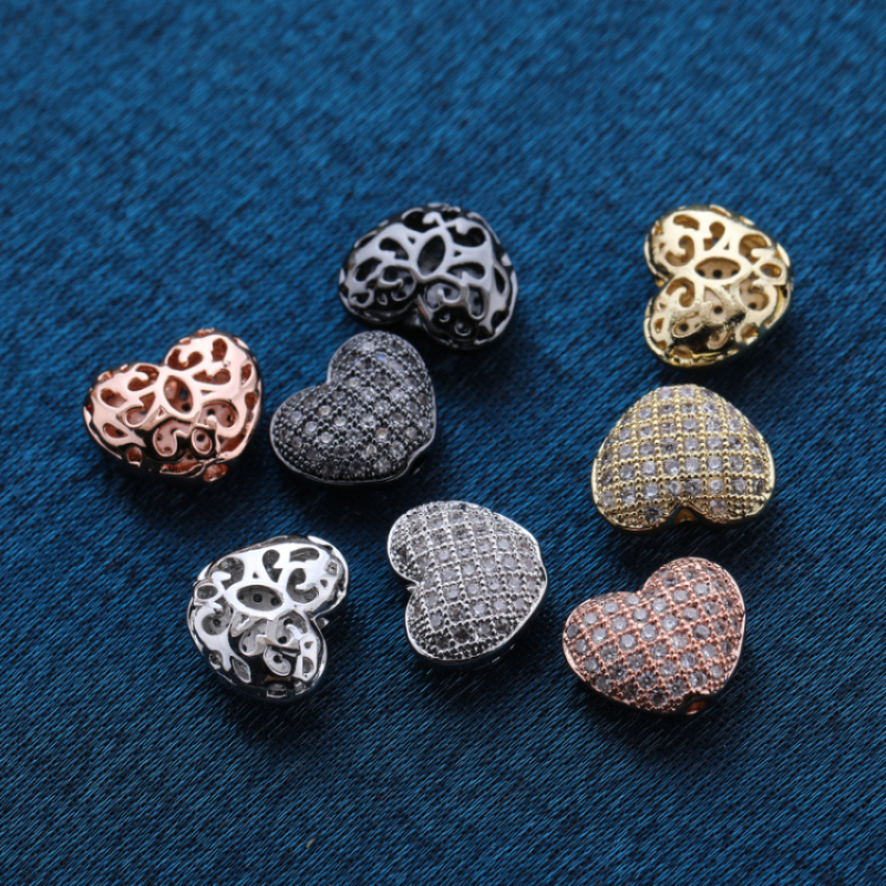 DIY Jewelry Accessories 4 Colors Plated Flat Design Micro Insert Copper Beads for Bracelet Making