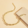 Punk Style Customized Gold Plated Chunky Geometry Hip Hop Letter Link Chain Necklace For Women
