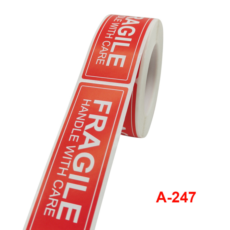 Wholesale 250sheets/roll Factory Packaging Red Fragile Warning Waterproof Handle with Care Shipping Label Stickers for Thank you