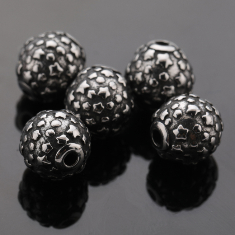 Fancy Antique Silver Plated 5 Star Spot Beads Stainless Steel Beads for Bracelet Making