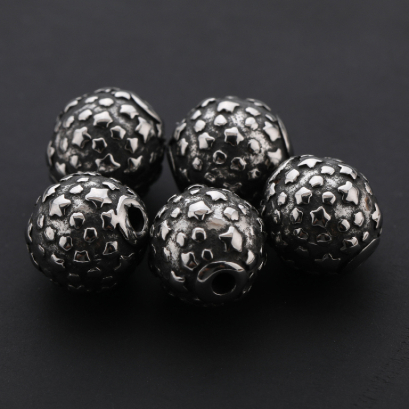 Fancy Antique Silver Plated 5 Star Spot Beads Stainless Steel Beads for Bracelet Making