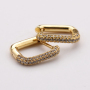 Square-shaped Micro Insert Zirconia Gold Brass Design Charm Jewelry Earrings for Women and Girl