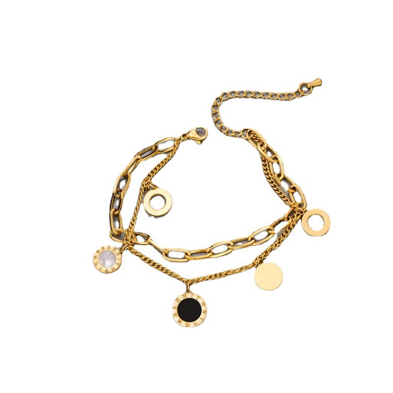 Ins style pentagram bangle women accessories jewelry love couple pearl stainless steel bracelet