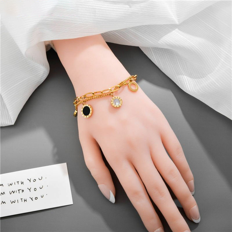Ins style pentagram bangle women accessories jewelry love couple pearl stainless steel bracelet
