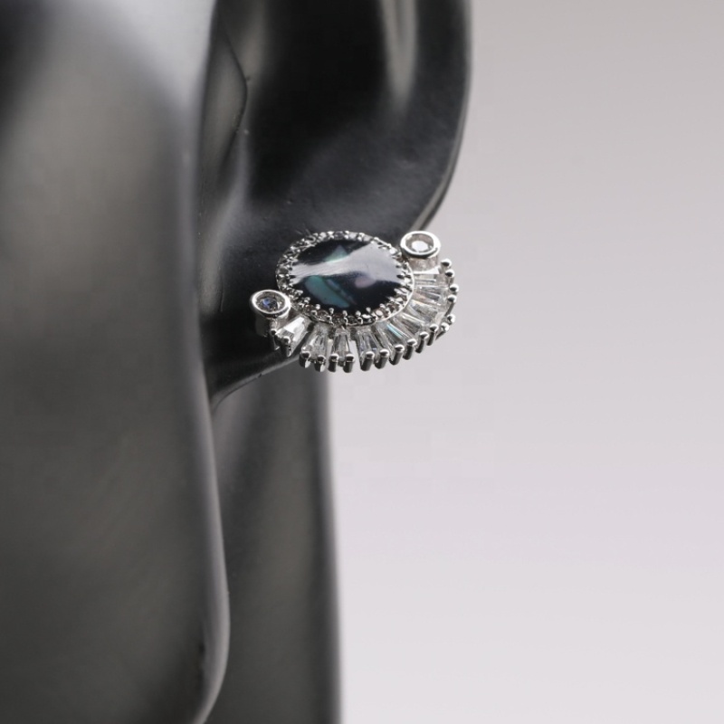 2021 Luxury Jewelry Rhodium Plated Zircon CZ Stud Earrings For Women Accessories Post Earrings for Woman