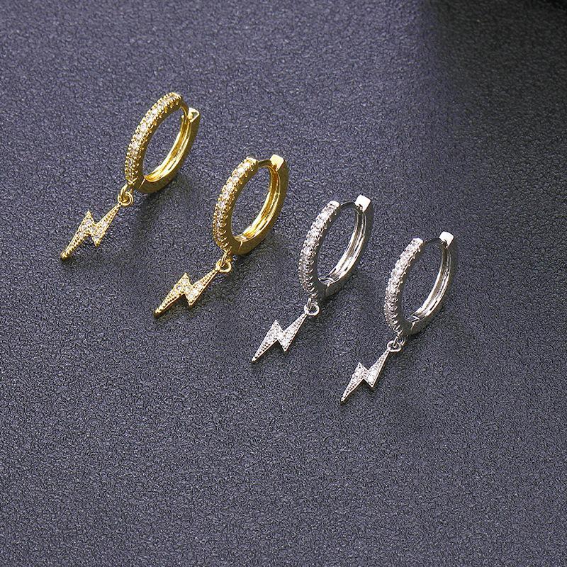 Dainty Gold Lightning Bolt Hoop Earrings Earrings Hoops With Lightning Bolt Pendant Earrings For Girl