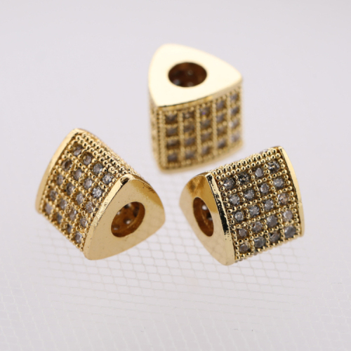 High quality Micro Pave Zircon Brass Charms Gold Silver Loose Triangle Beads for Jewelry Making