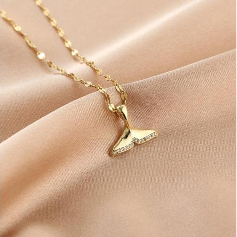 Custom Fashion Design Titanium Steel Stainless Steel Exquisite Diamond Necklace Jewelry Pendant Clavicle Chain Necklaces Factory