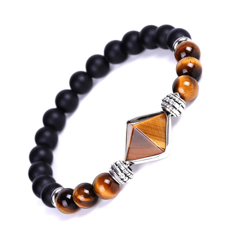 Trade Insurance Factory Wholesale Price 8mm Tiger Eye Pyramid Lucky Chakra Natural Stone Beads Bracelets