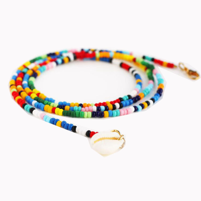 Colorful Seed Beads Necklace for Women Fashion Bohemian Summer Shell Pendant Necklace