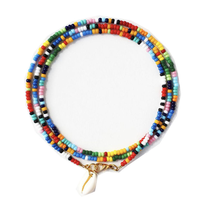Colorful Seed Beads Necklace for Women Fashion Bohemian Summer Shell Pendant Necklace
