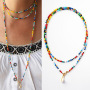 Colorful Seed Beads Necklace for Women Fashion Bohemian Summer Shell Pendant Necklace