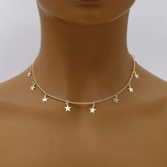 18K Gold Plated Small Star Decorated Chain Choker Necklace for Women Gift