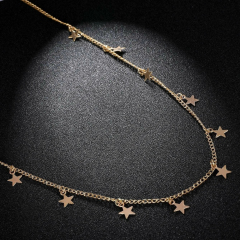 18K Gold Plated Small Star Decorated Chain Choker Necklace for Women Gift