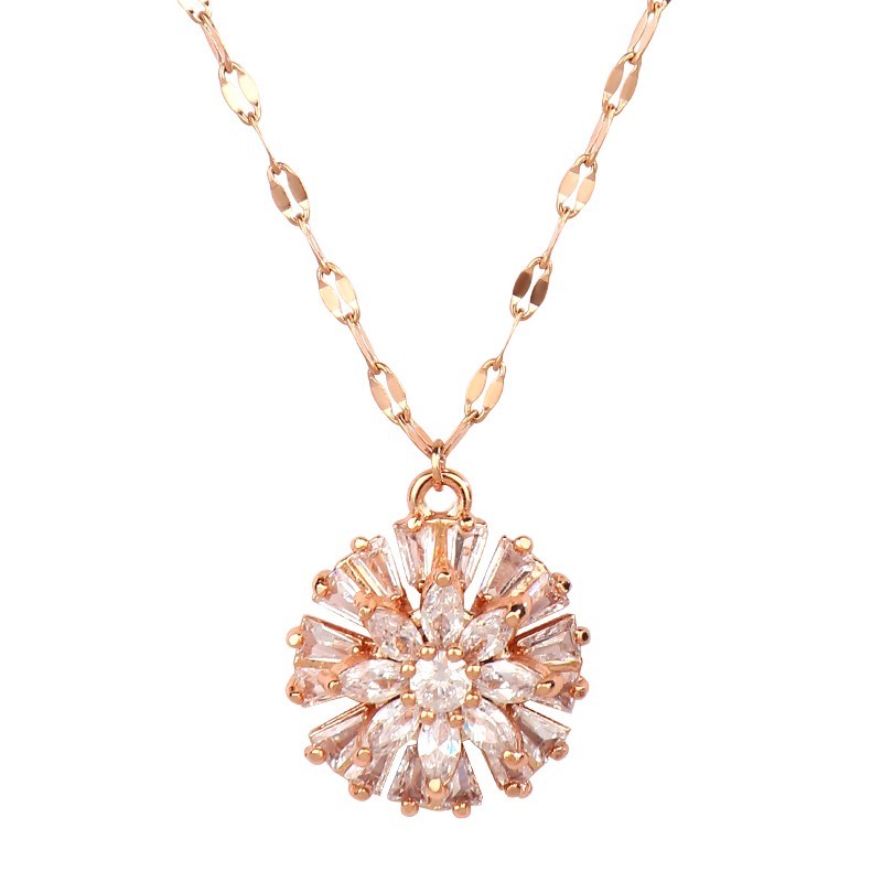 New CZ Micro Pave Small Daisy Collarbone Chain Necklace Female Sun Flower Collarbone chain Necklace Wholesale