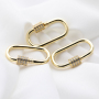 Clear CZ Micro Pave Oval Shaped Clasp Carabiner Oval Pendant for Necklace Jewelry Findings